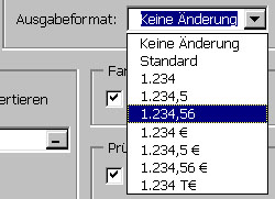 Optionen - Ausgabeformat